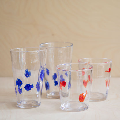 Blue Goldfish Glass Tall