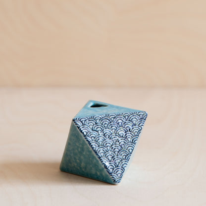 Triangular Turquoise Wave Vase