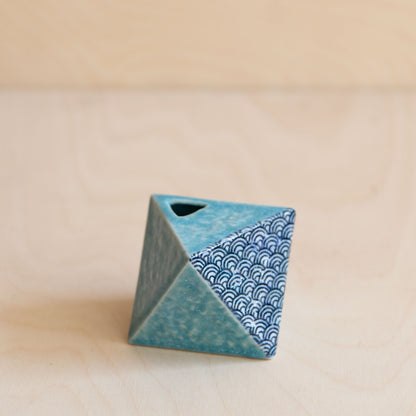 Triangular Turquoise Wave Vase