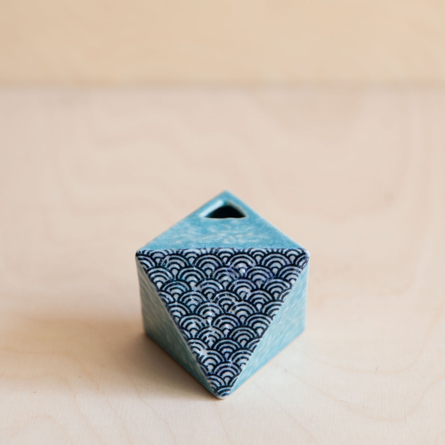 Triangular Turquoise Wave Vase