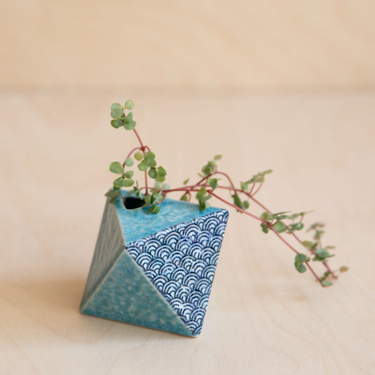 Triangular Turquoise Wave Vase