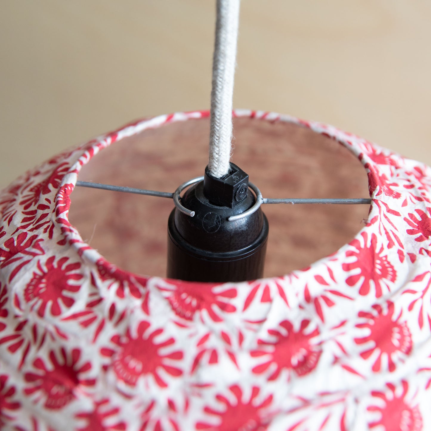 Lokta paper lampshade - Daffodil red