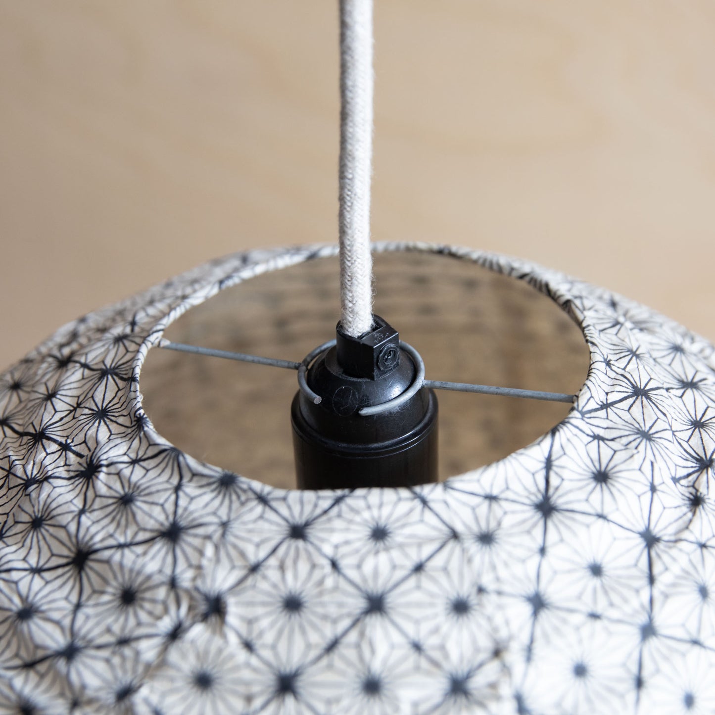 Lokta paper lampshade - Black Japanese star