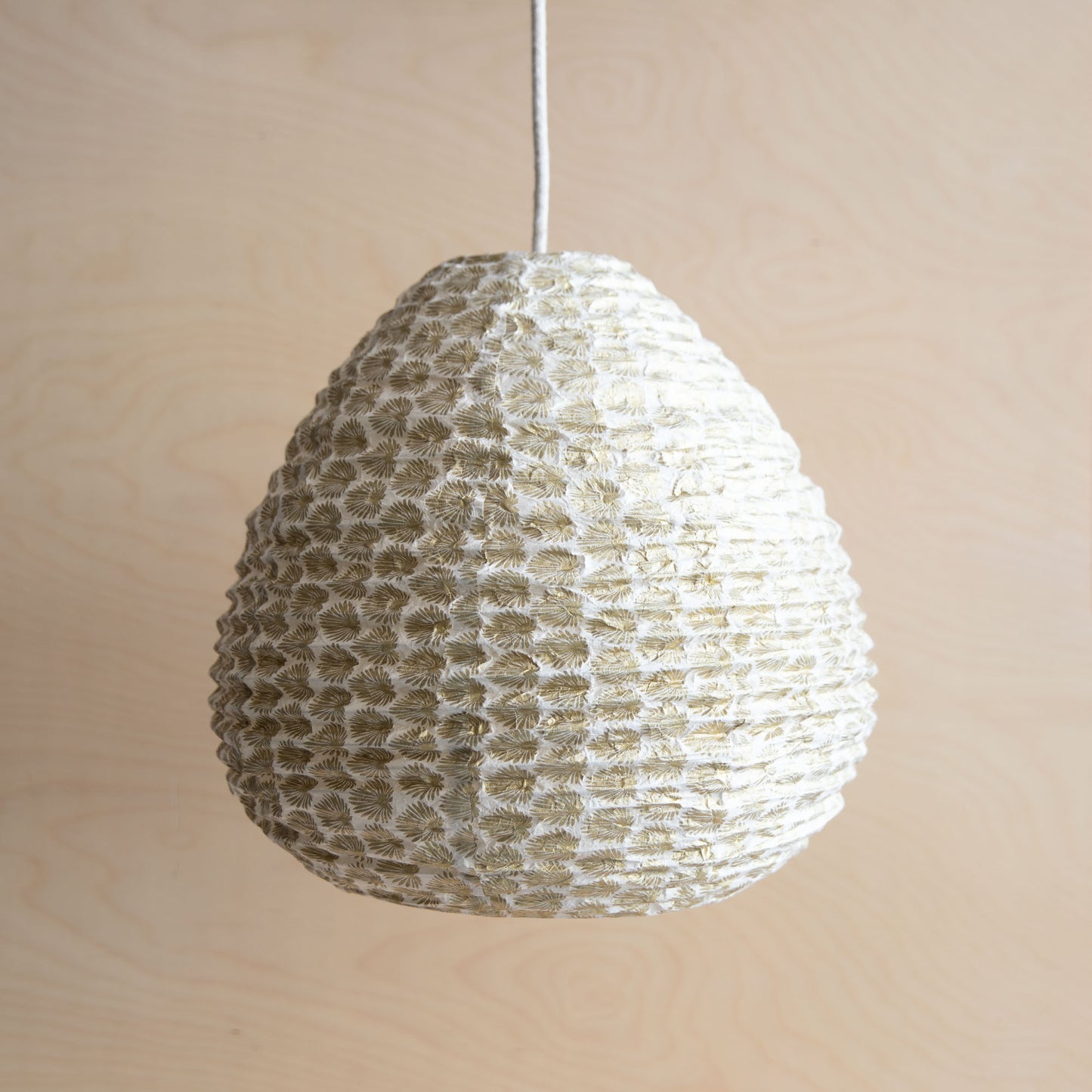 Lokta paper lampshade - Natural and Gold Leaf