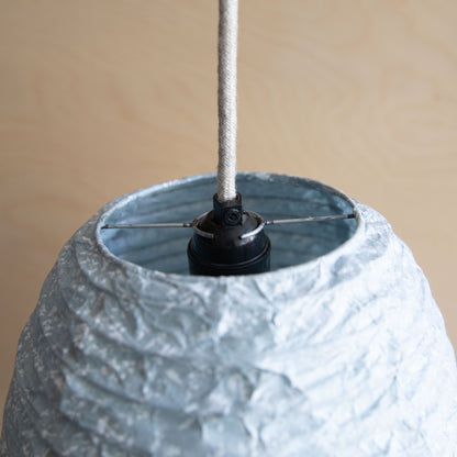 Lokta paper lampshade - Flower meadow blue and white