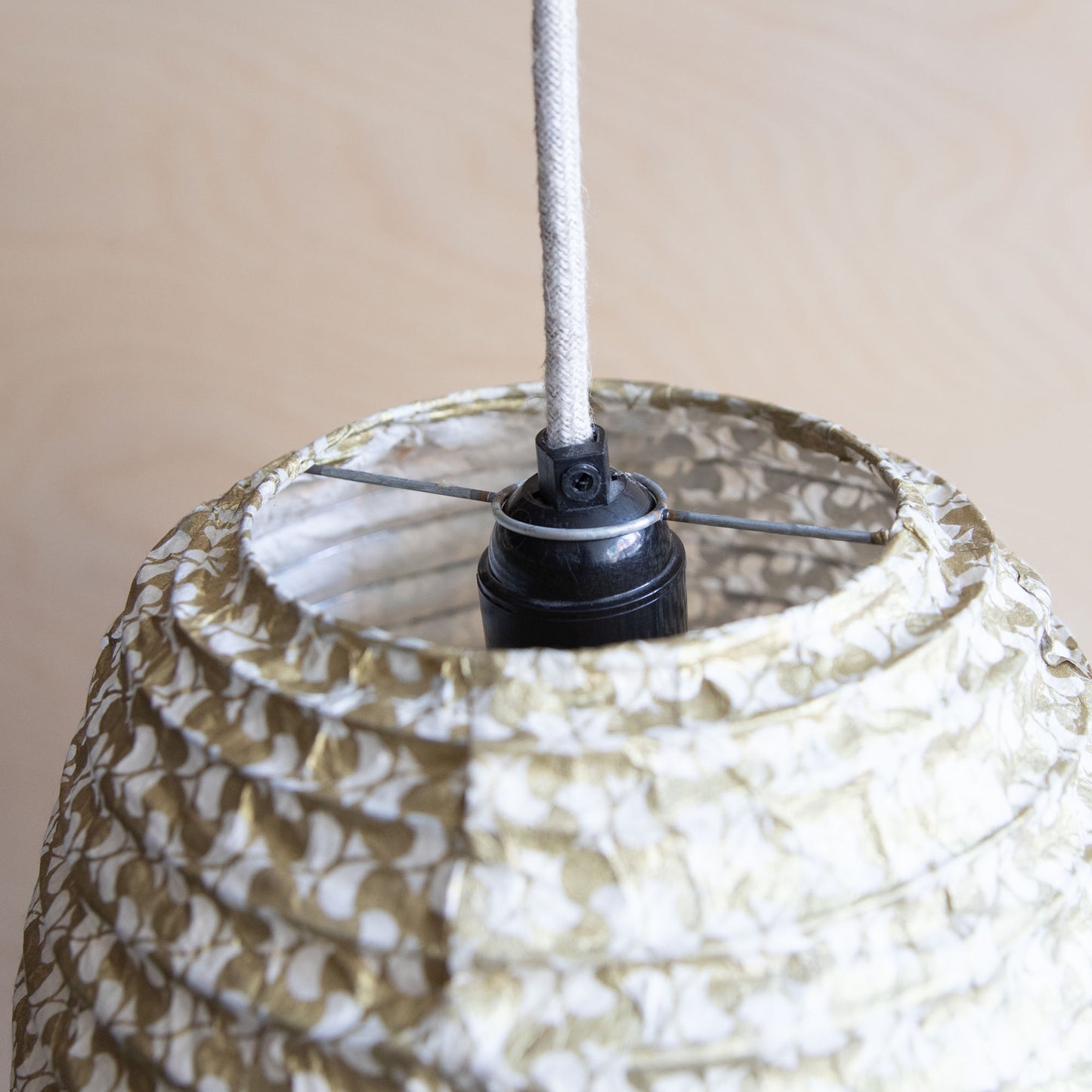Lokta paper lampshade - YinYang gold