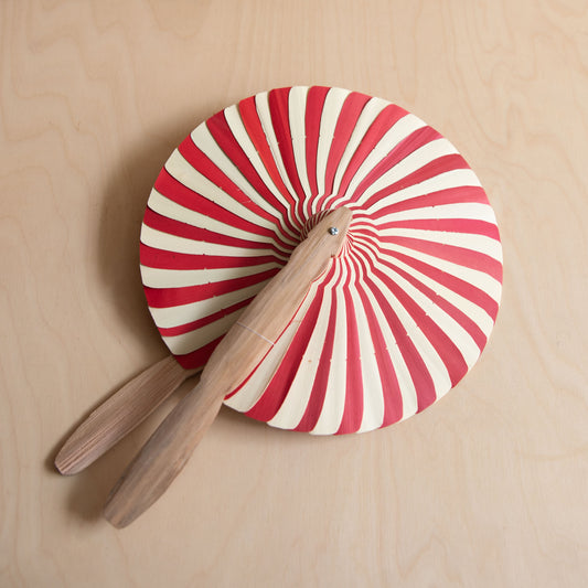 Palm leaf fan - Red and white