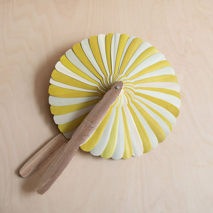 Palm leaf fan - Yellow and white