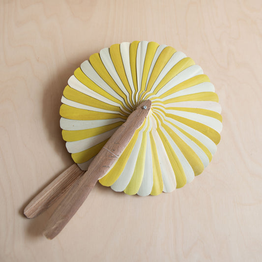 Palm leaf fan - Yellow and white