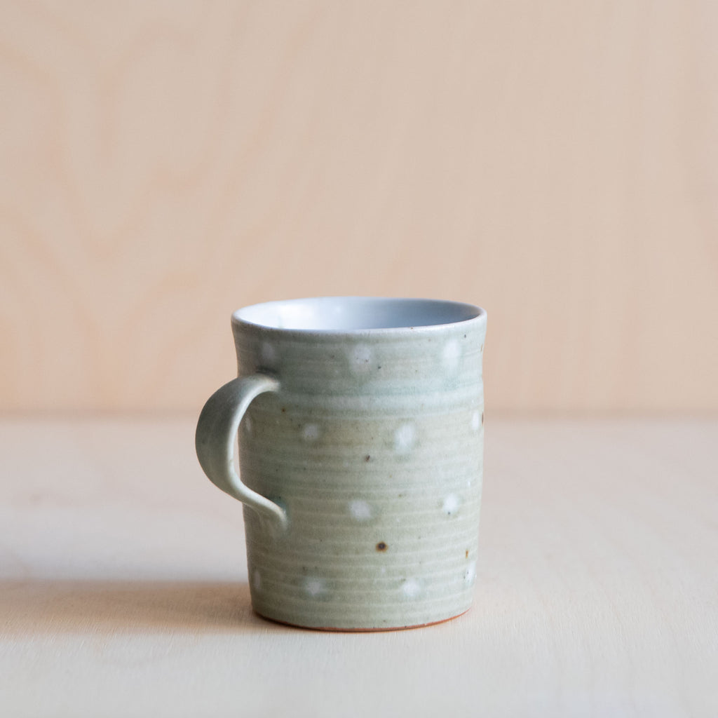 Pale Tall Ceramic Mug with dots 01 by Wang Xinghua