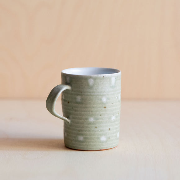 Pale Tall Ceramic Mug with dots 02 by Wang Xinghua