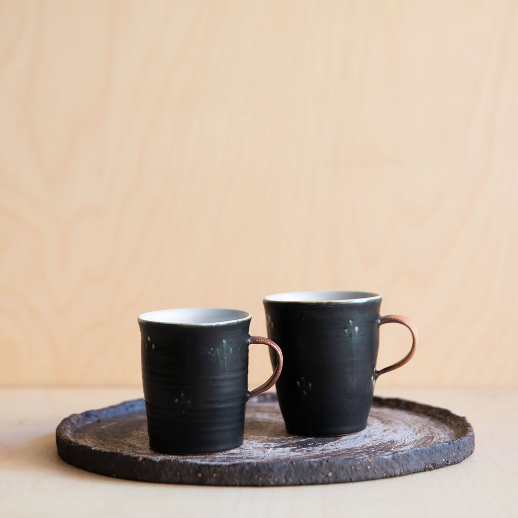 Black Green flower Ceramic Mug 01 by Wang Xinghua