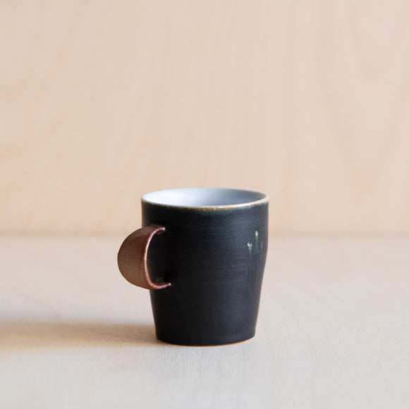 Black Green flower Ceramic Mug 03 by Wang Xinghua