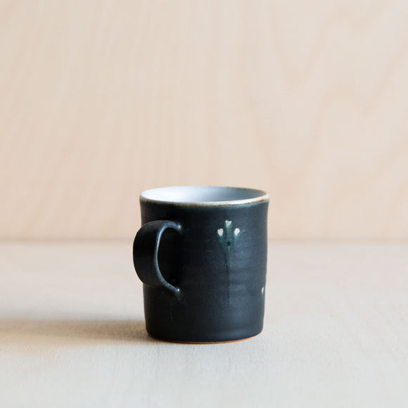 Black Green flower Ceramic Mug 06 by Wang Xinghua