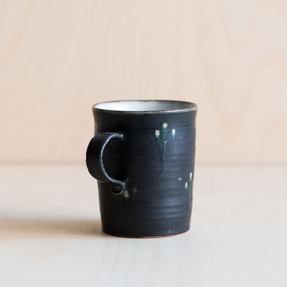 Black Green flower Ceramic Mug 08 by Wang Xinghua
