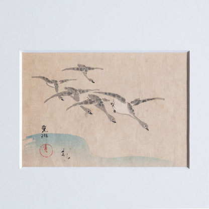Vintage Print - Geese in Flight