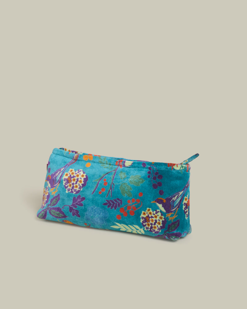 Velvet Pencil Case - Birdy Teal