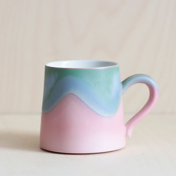 Porcelain Green Blue Pink Glaze Mug