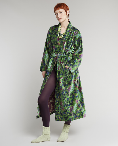 Les Touristes Long Velvet Dressing Gown - Ancolie Vibrant Green