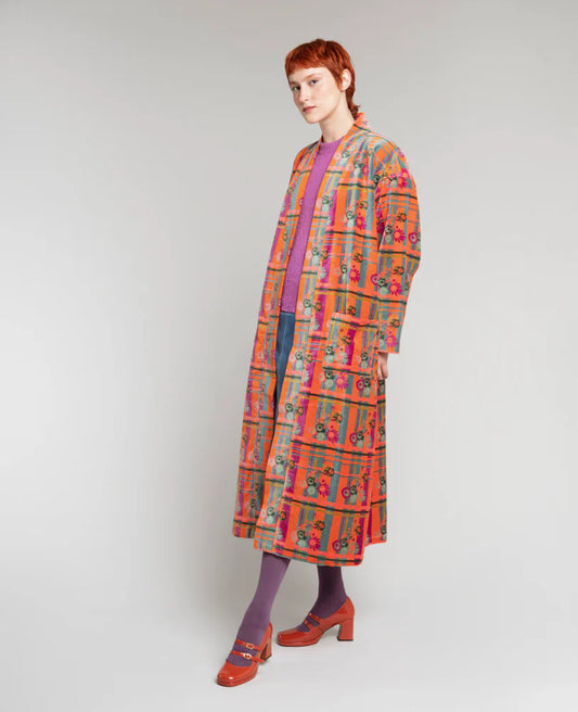 Les Touristes Long Velvet Dressing Gown - Dundee Orange