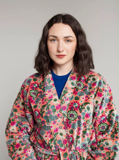 Les Touristes Long Velvet Dressing Gown - Molly Coral
