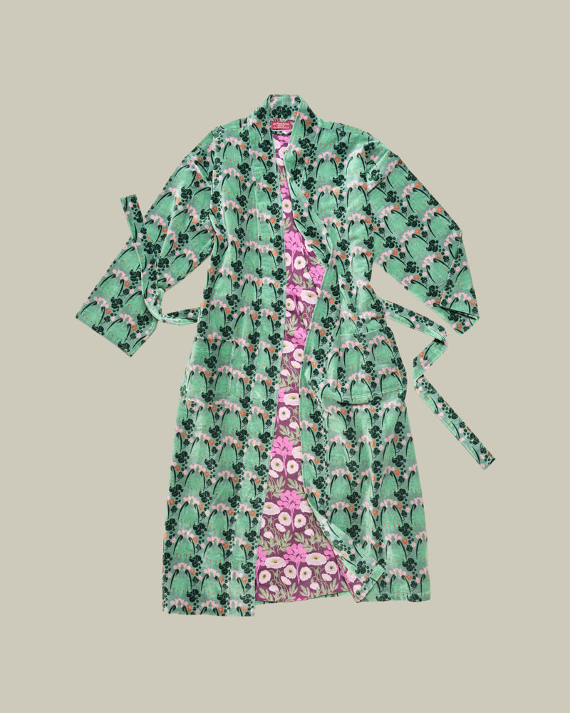 Les Touristes Long Velvet Dressing Gown - William Sage Green