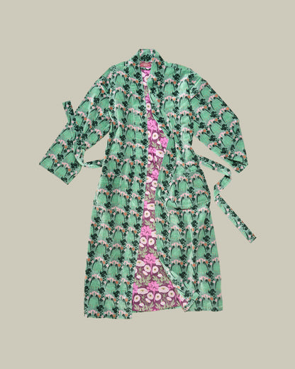 Les Touristes Long Velvet Dressing Gown - William Sage Green