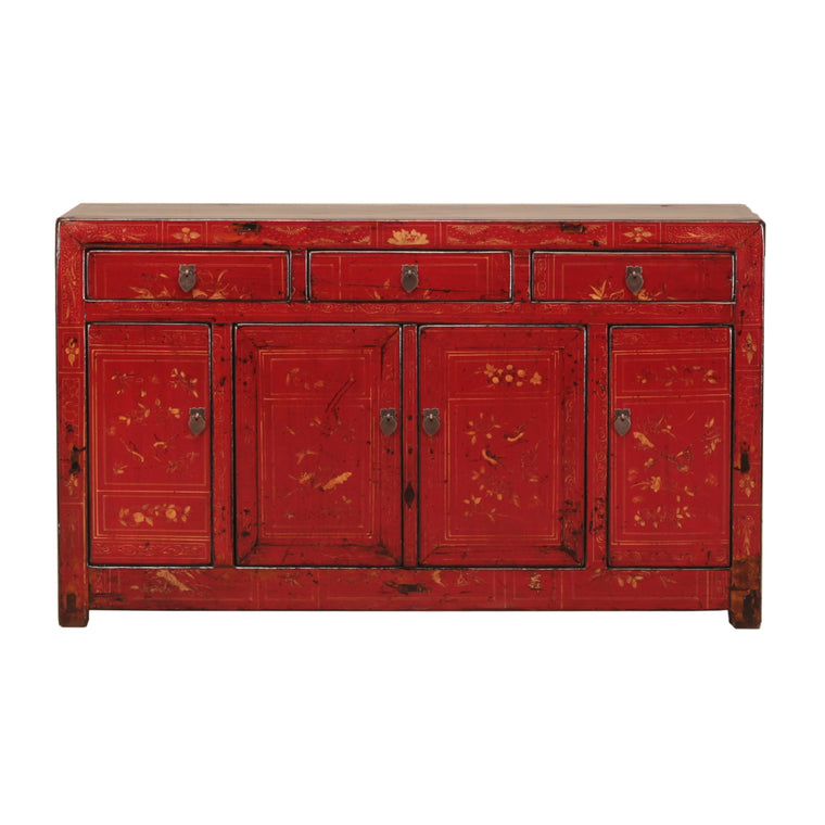 Vintage Russet Decorated Sideboard from Dongbei -02