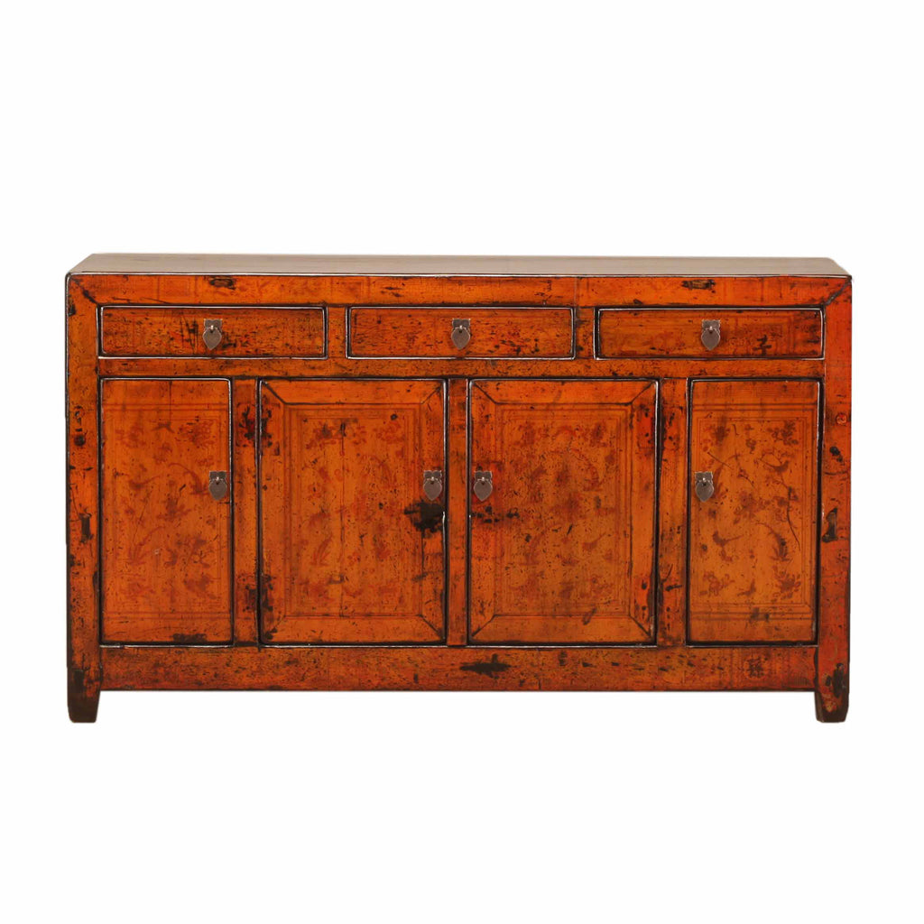 Vintage Russet Decorated Sideboard from Dongbei -04