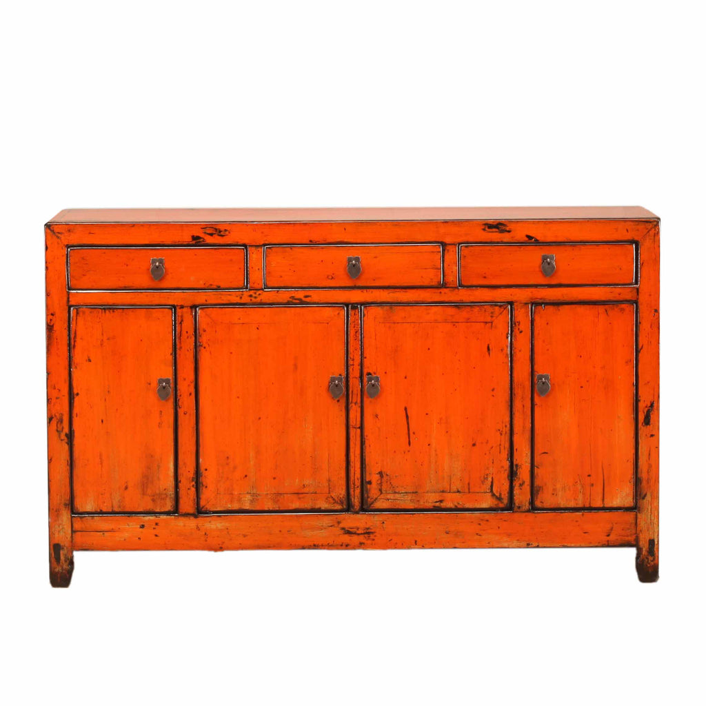 Vintage Chinese Orange Cabinet from Dongbei -01