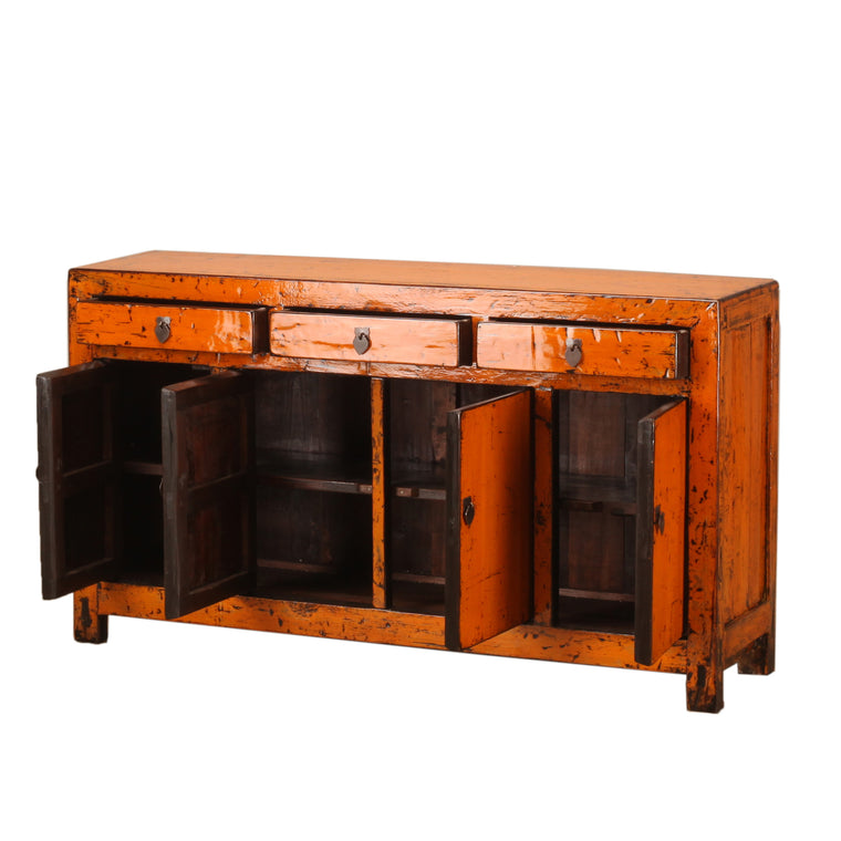 Vintage Chinese Orange Cabinet from Dongbei -03