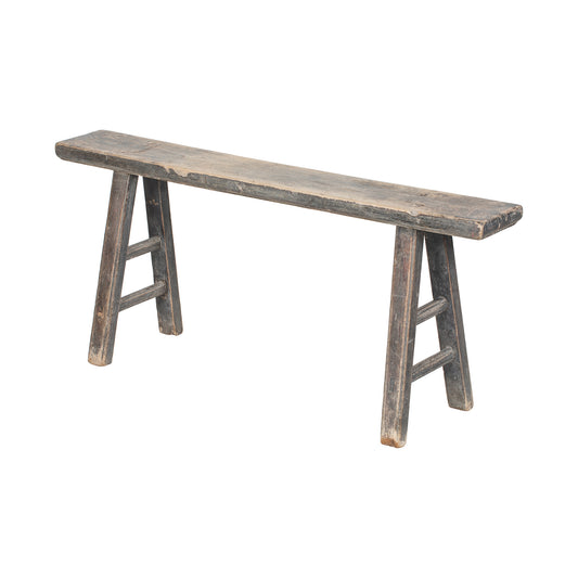 Vintage elmwood Chinese bench slim , rustic design 