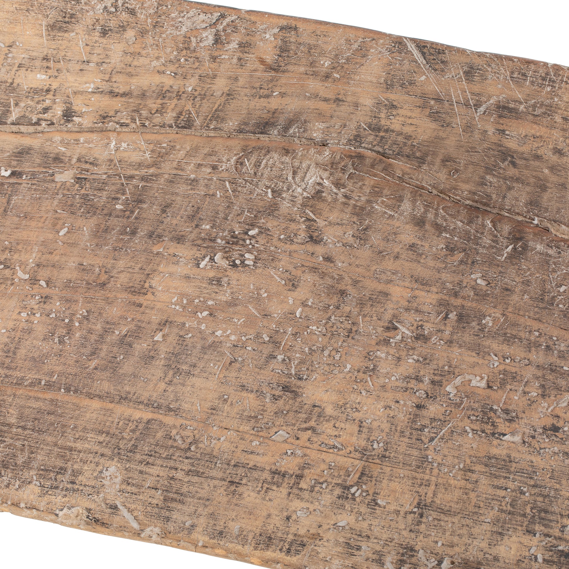 Close-up of a vintage Chinese wooden bench with visible grain and texture