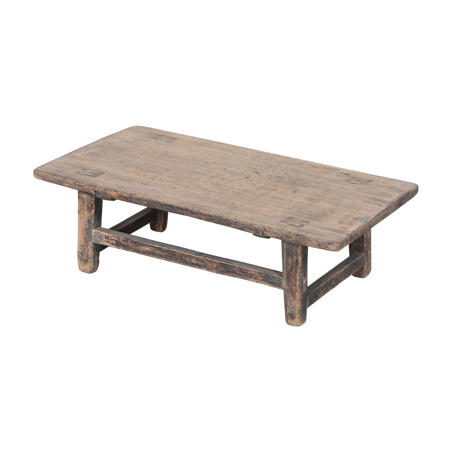 Vintage Chinese Low elmwood coffee table with a rustic design 