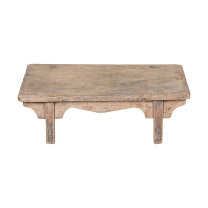 Vintage Chinese low elmwood coffee table from China in pale wood with rustic design