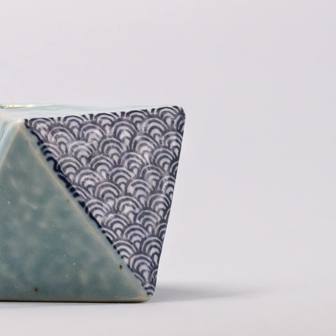 Triangular Turquoise Wave Vase