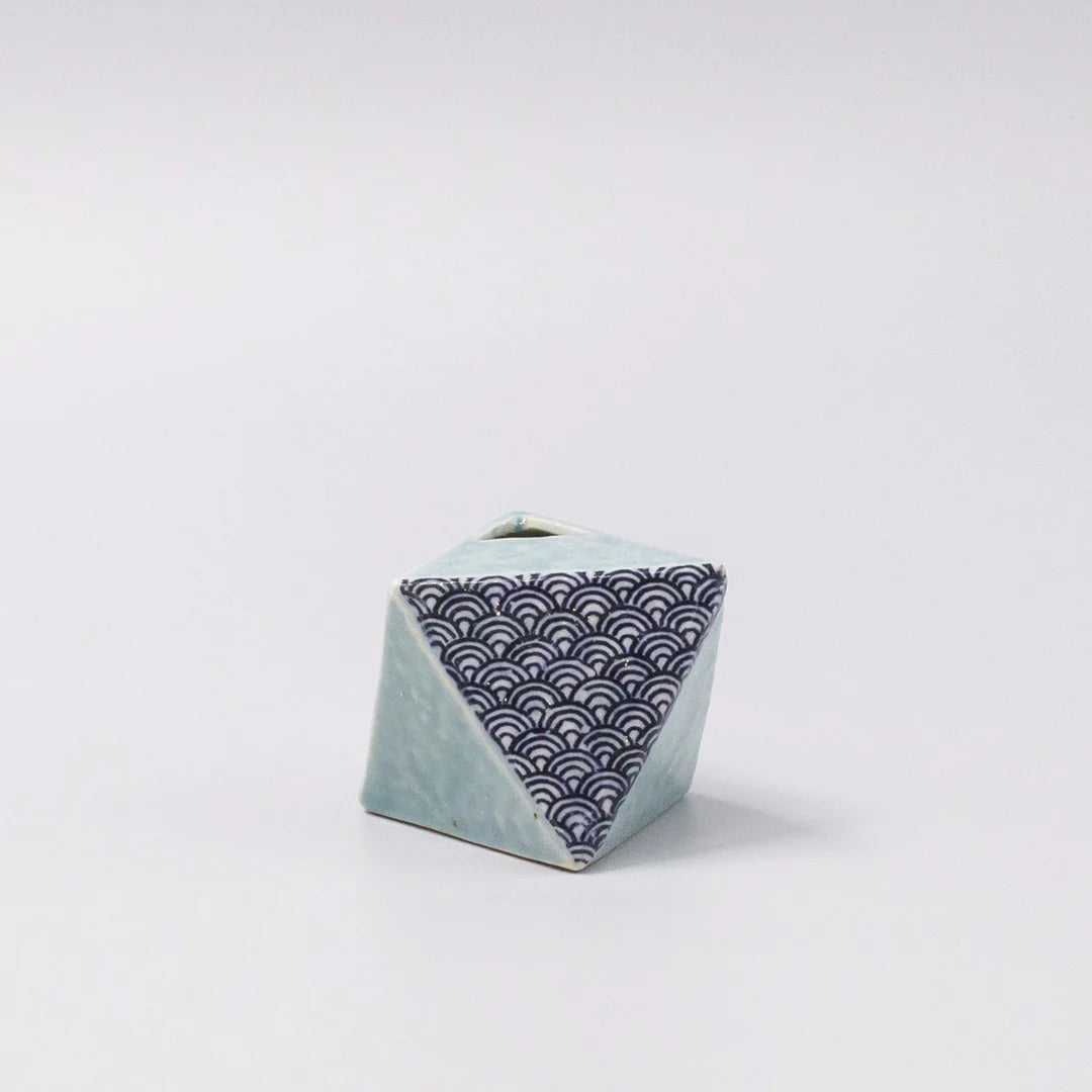 Triangular Turquoise Wave Vase