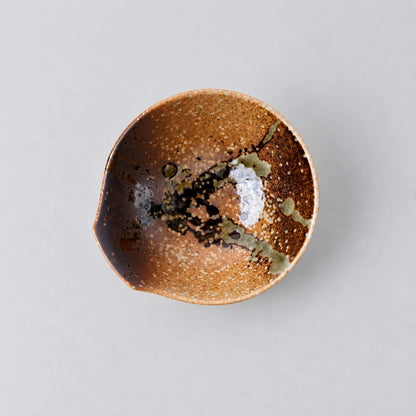 Shigaraki Oribe Brown Small Bowl with Handle