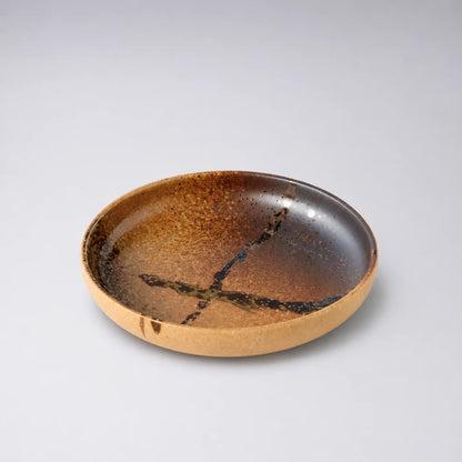 Shigaraki Oribe Brown High Rim Plate
