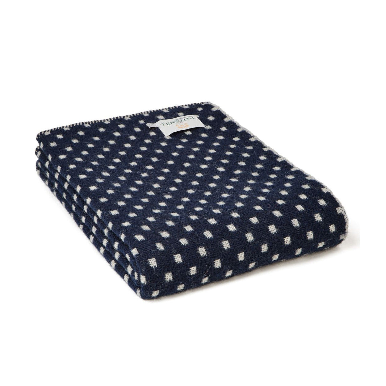 Dotted Weave Blanket - Navy & Silver Grey