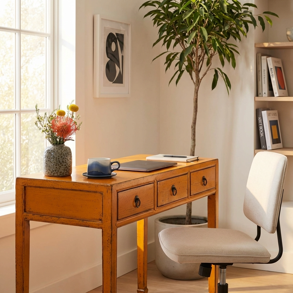 vintage orange console desk from china