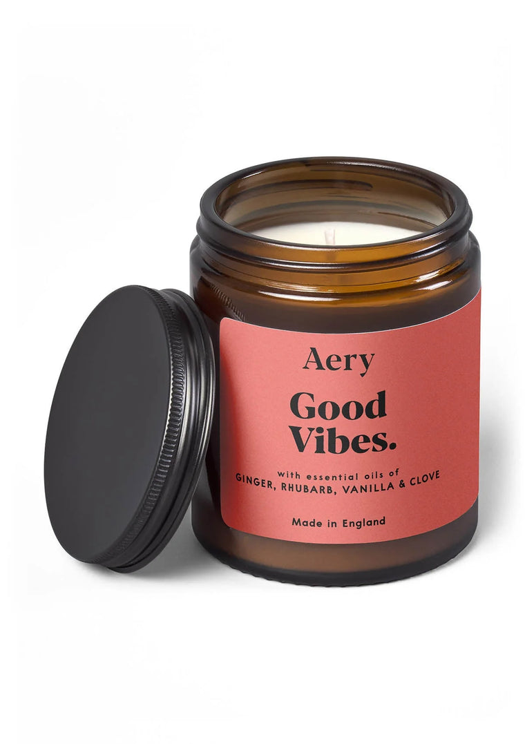 Good Vibes Scented Jar Candle - Ginger Rhubarb and Vanilla