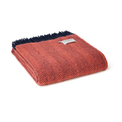 Lifestyle Herringbone Weave Blanket - Flamingo & Navy