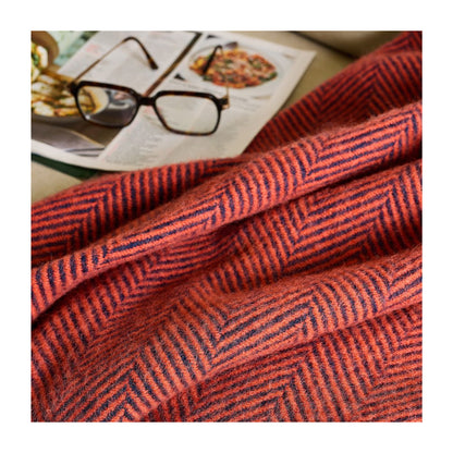 Lifestyle Herringbone Weave Blanket - Flamingo & Navy