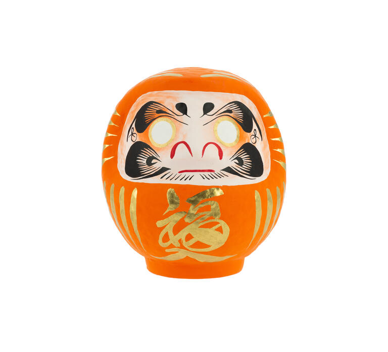 Large Orange Traditional Daruma - Friendship