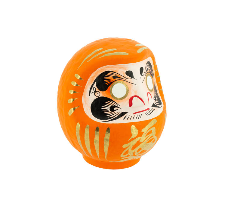Large Orange Traditional Daruma - Friendship