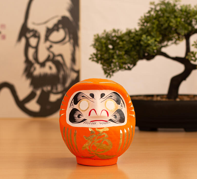 Large Orange Traditional Daruma - Friendship