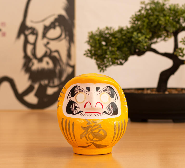 Large Yellow Traditional Daruma - Prosperity