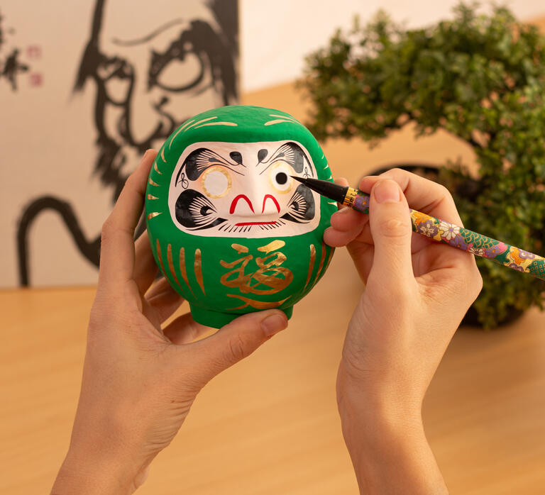 Large Green Traditional Daruma - Health