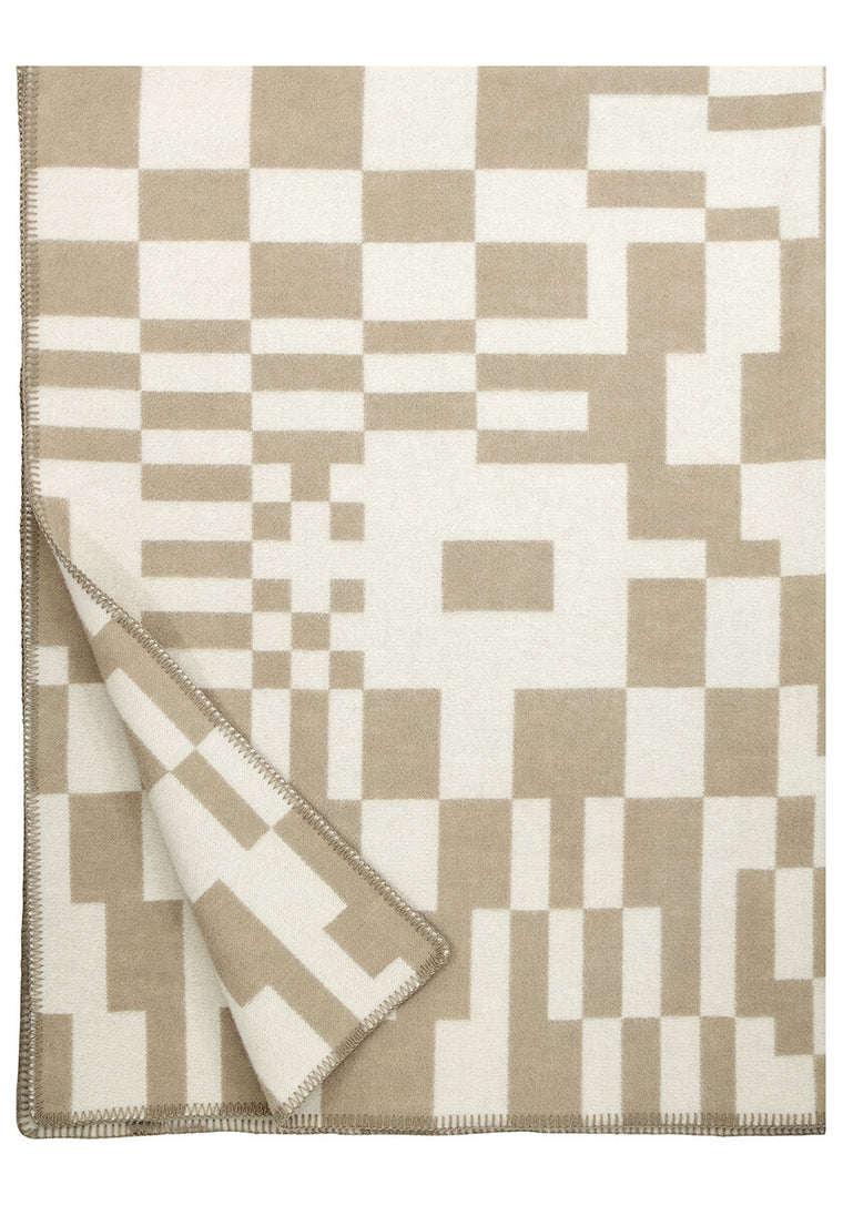 Koodi Wool Woven Blanket - White/Beige